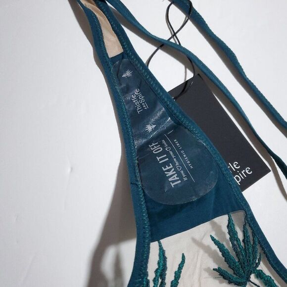 Thistle And Spire Brooklyn Haze Thong Sheer Emerald Biscotti Green Plus Size 3X - Picture 5 of 7